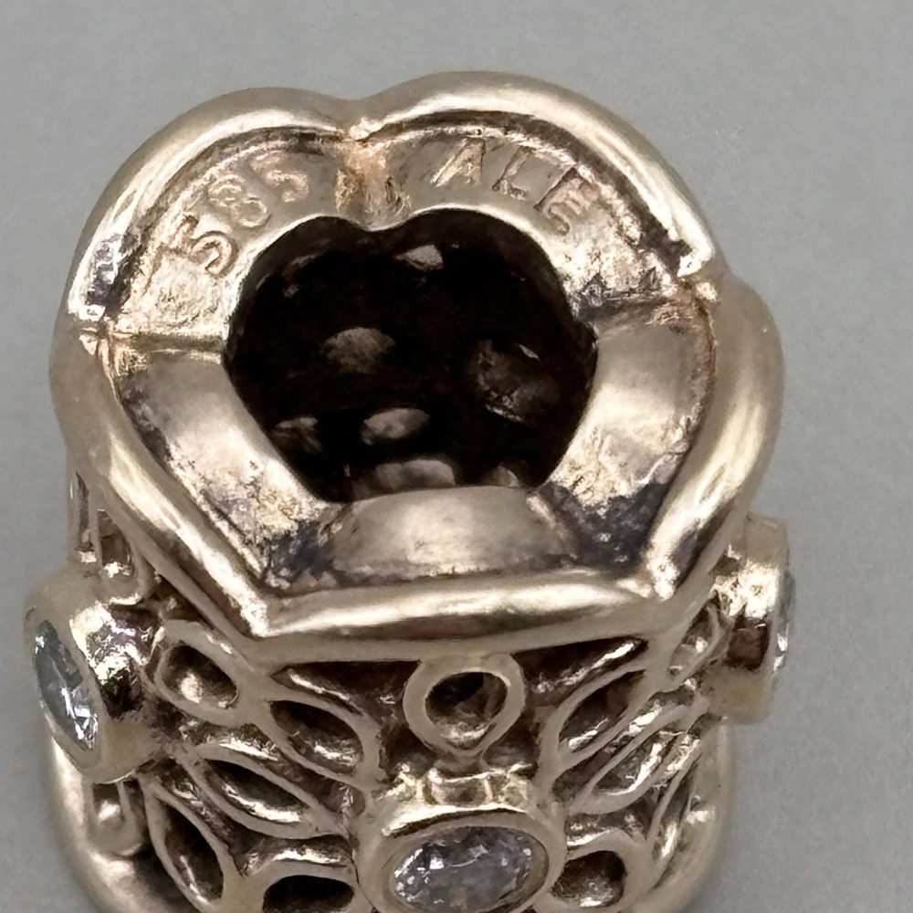 Pandora Golden Radiance Freesia 14K Gold Diamond Charm Retired - Picture 8 of 8